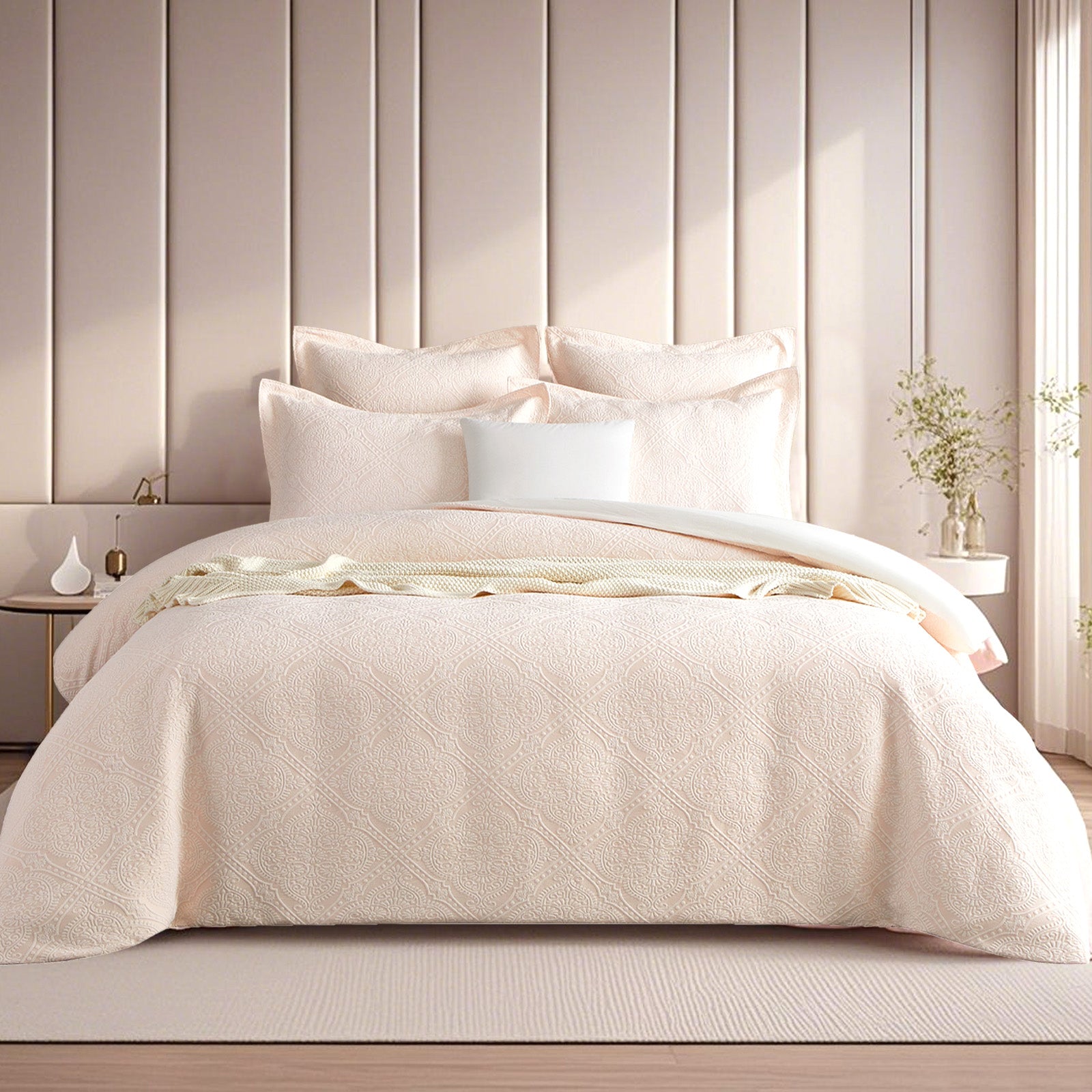 Bella Blush Jacquard Quilt Cover Set – Double