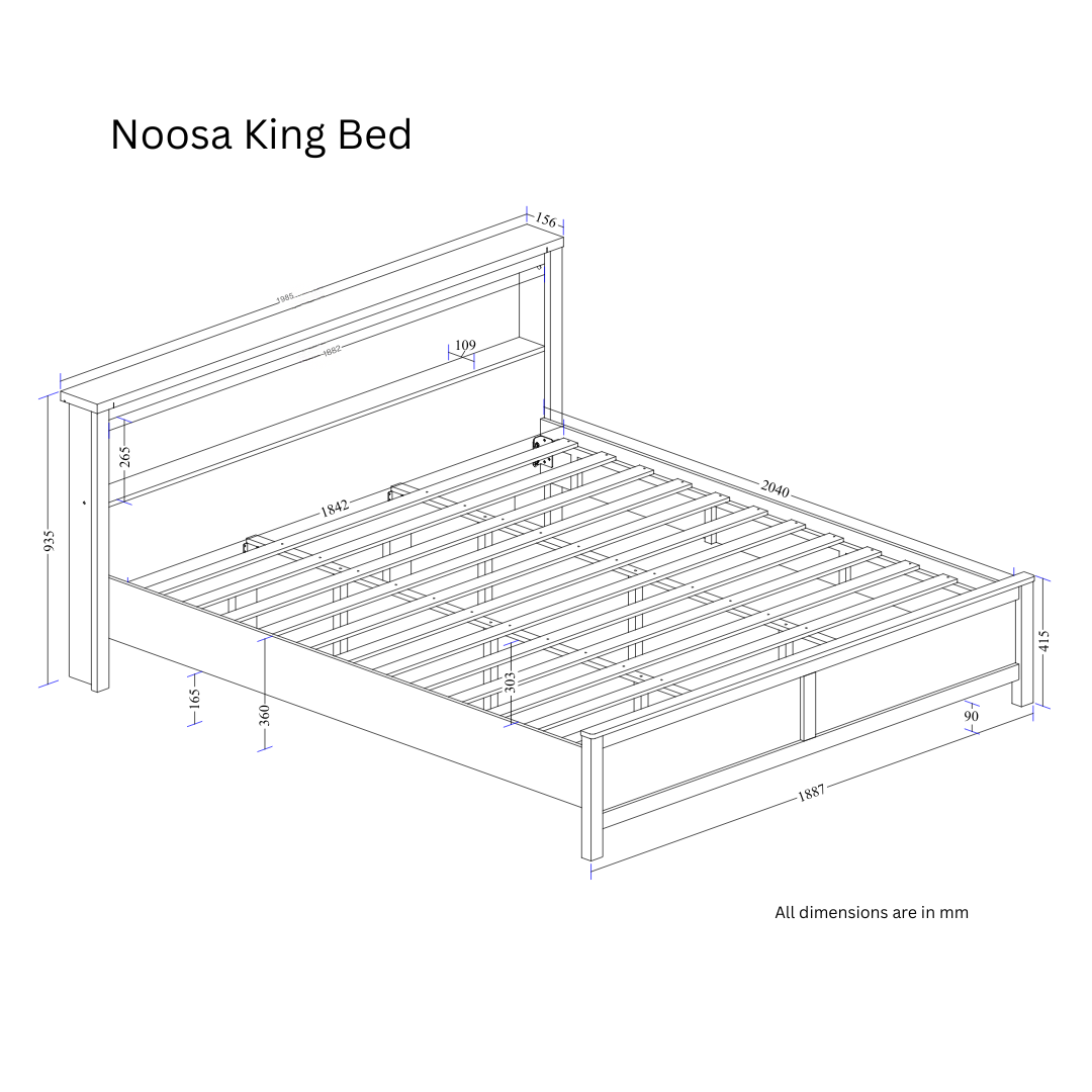 Mariner Bed Frame with Shelf – White & Oak – King