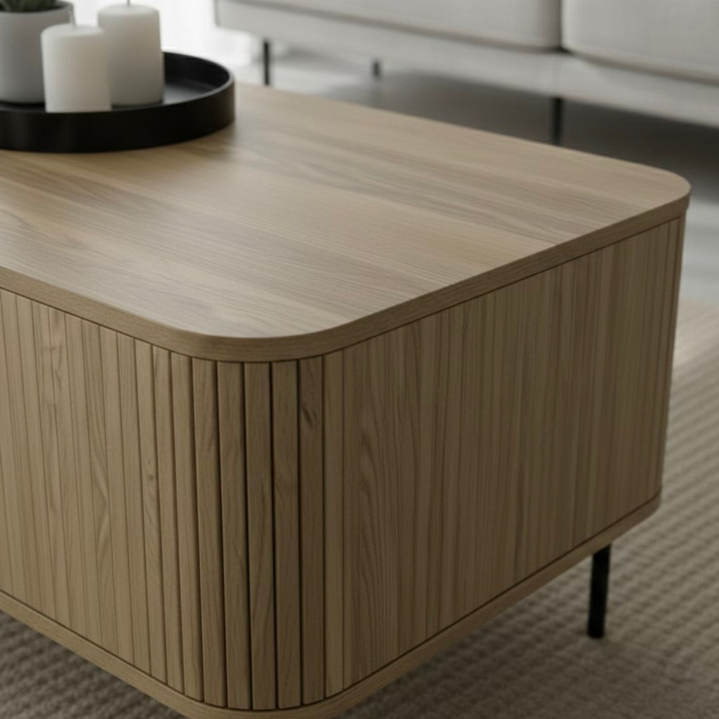 Ardelle Fluted Coffee Table – Oak