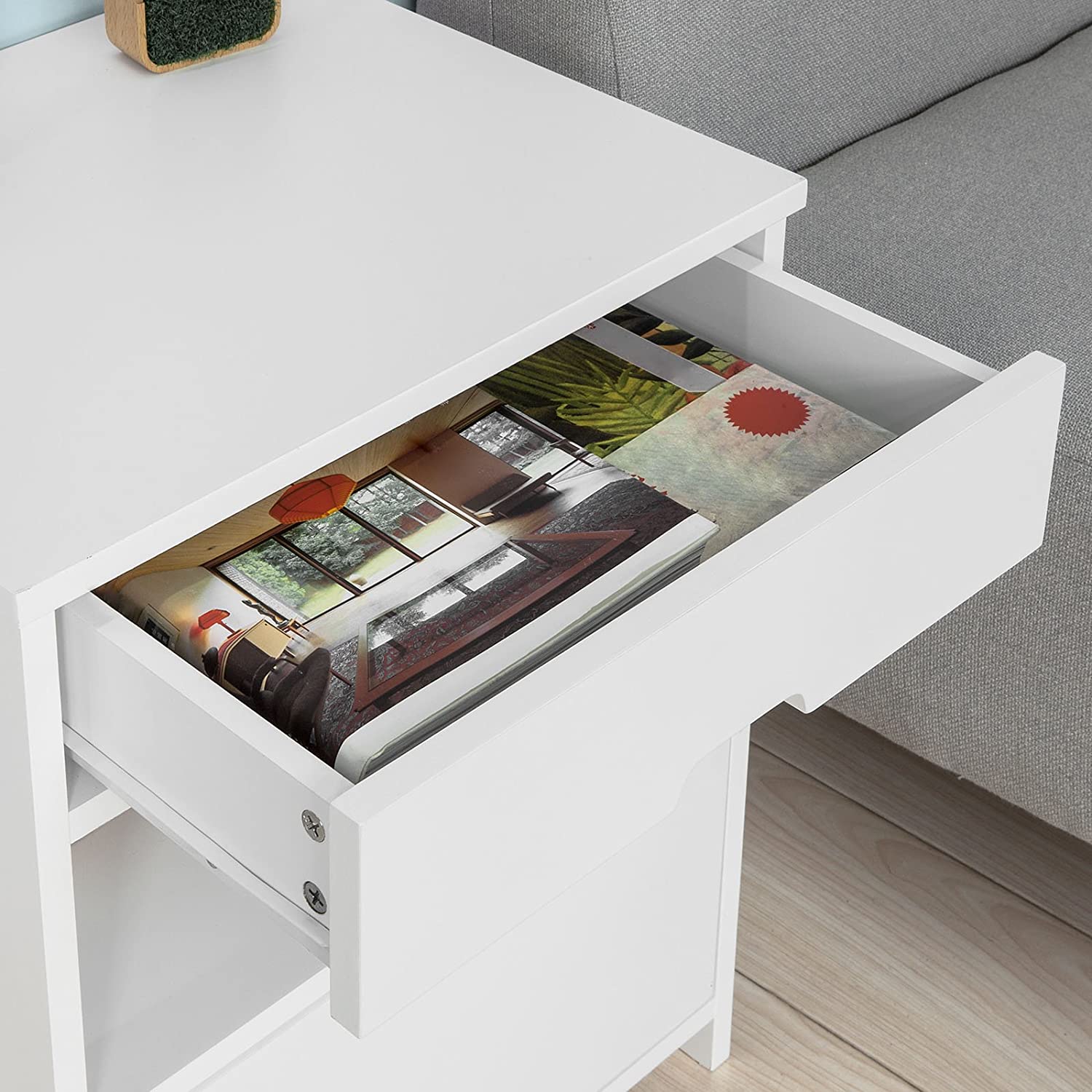 Atlas White Bedside Table – White – 2 Drawers
