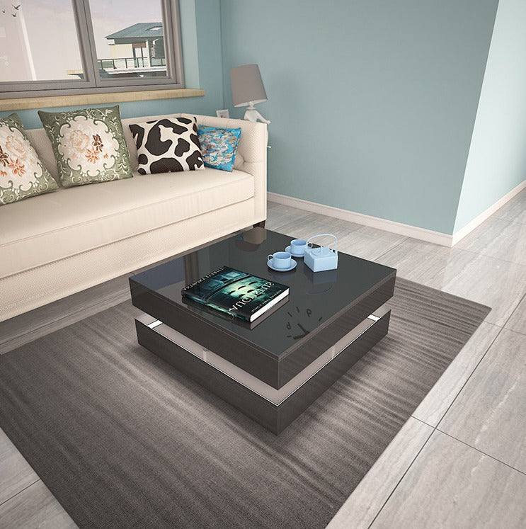 Nova Modern Large High Gloss Coffee Table With LED Lights Black