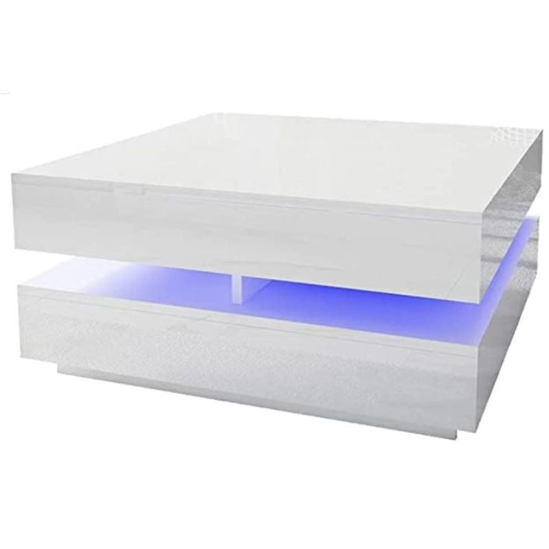 Rowan Coffee Table with LED Lights – White – Large