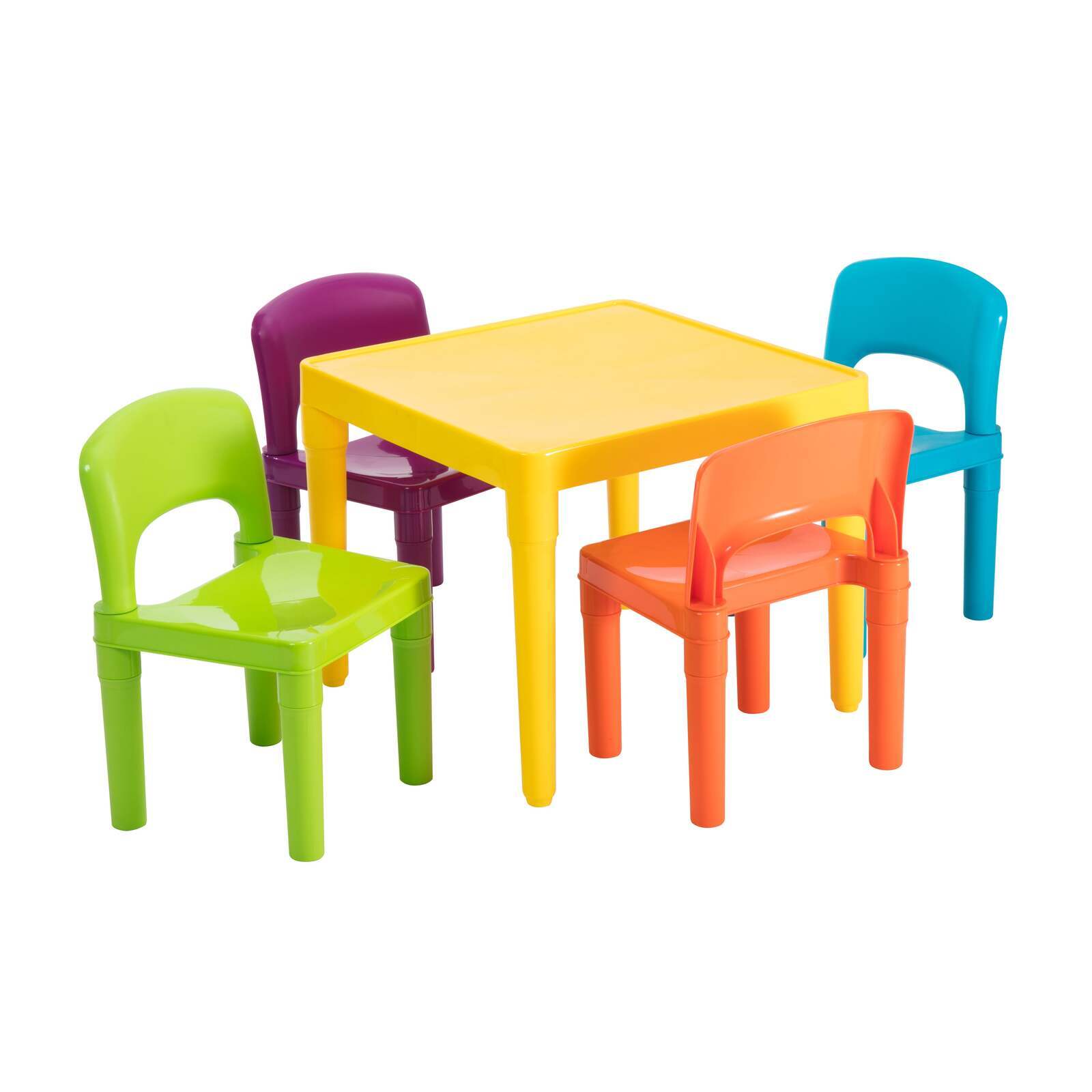 Kids Plastic 5 - Piece Table & 4 Chairs Set (Multicoloured)