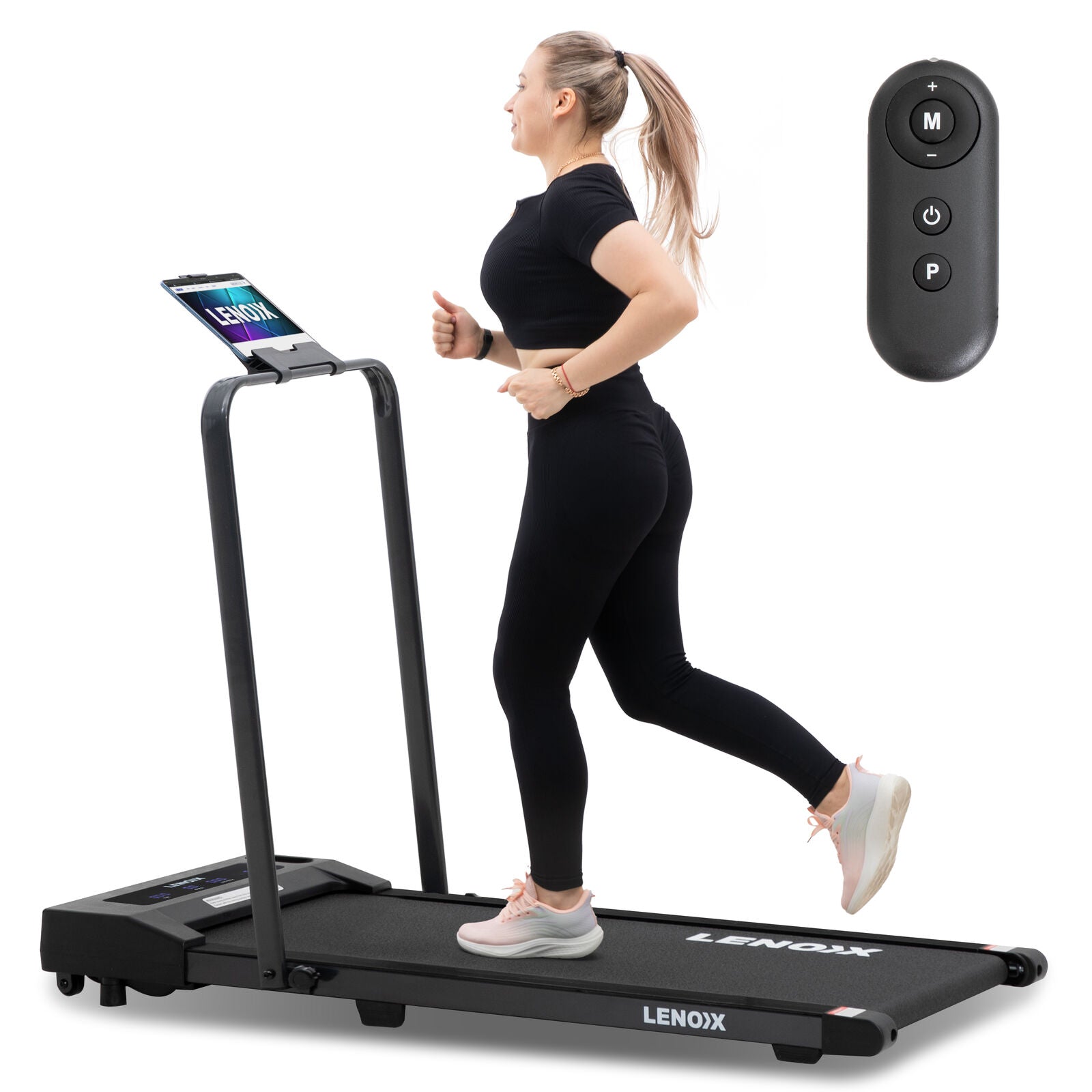 Atlas 2HP 52cm Walking Pad Treadmill w/ Remote, Foldable Handrail, and Tablet Holder