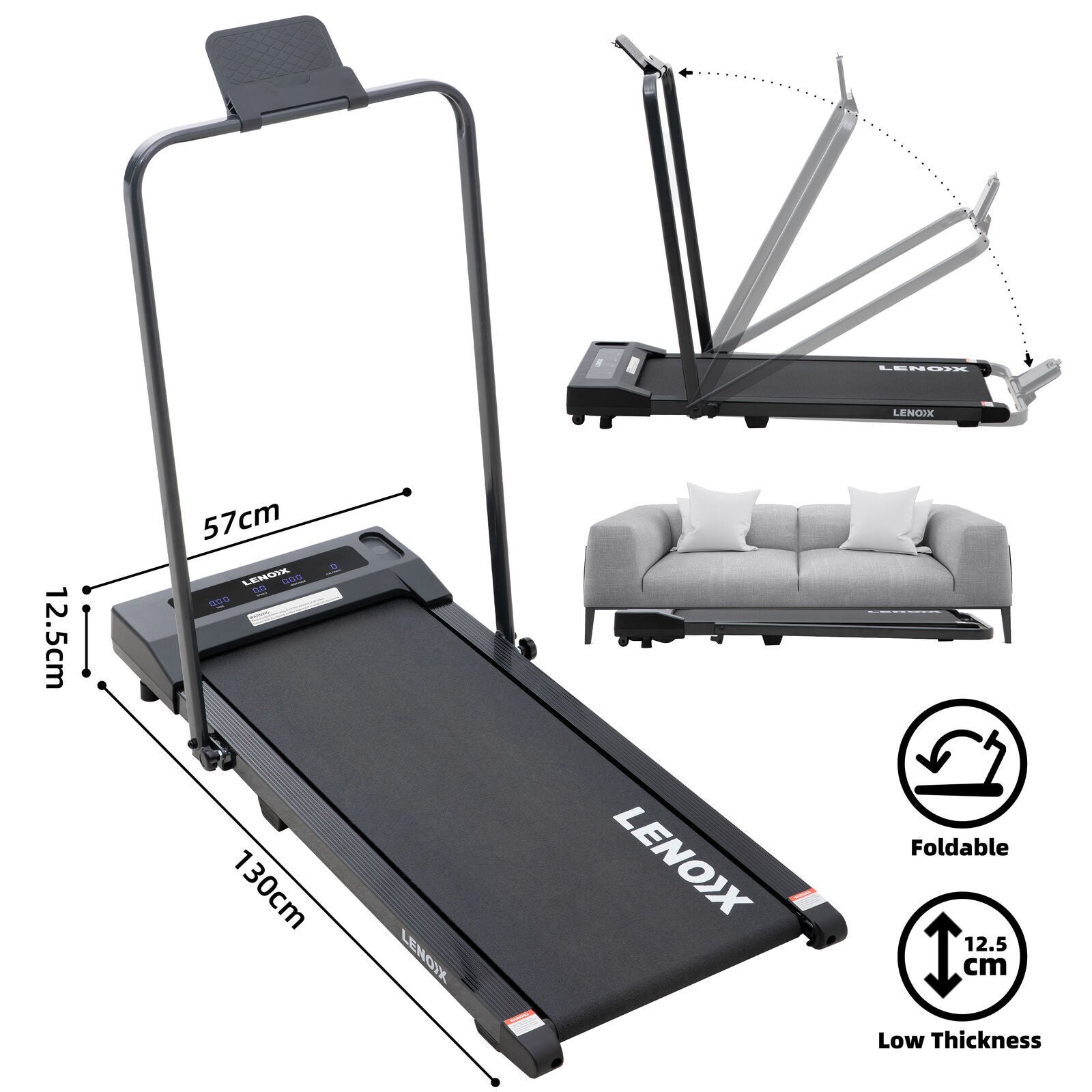 Atlas Walking Pad Treadmill – Black – 130 cm