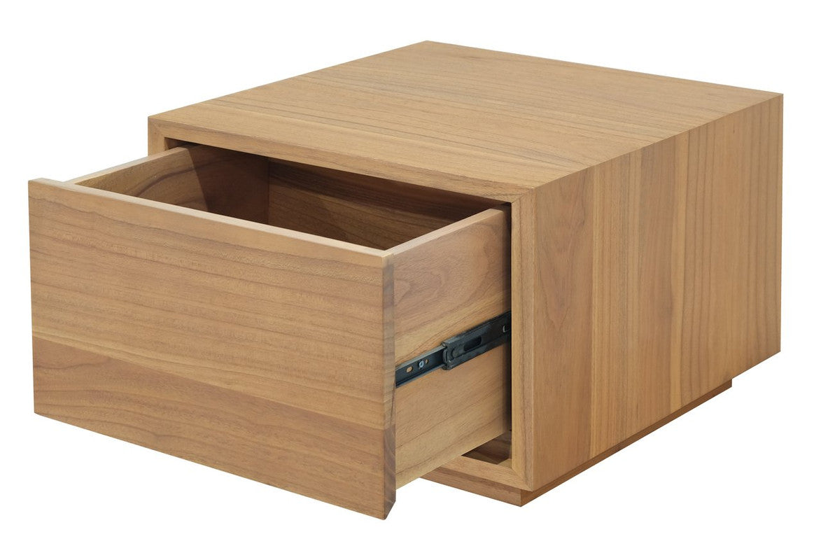 Oscar Low Bedside Table with Drawer – Natural – 35 cm Height