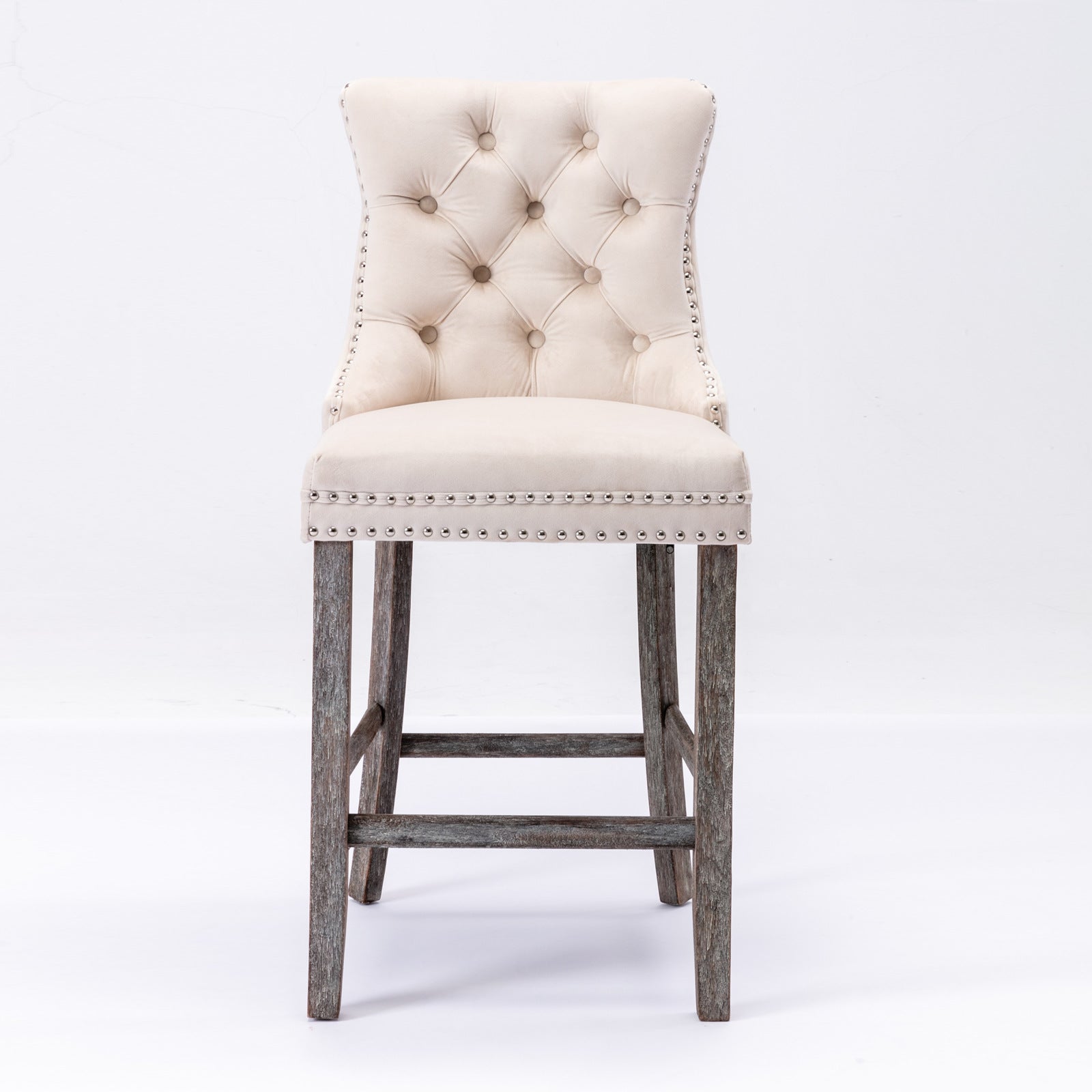 Cove Velvet Bar Stools – Beige – Set of 2