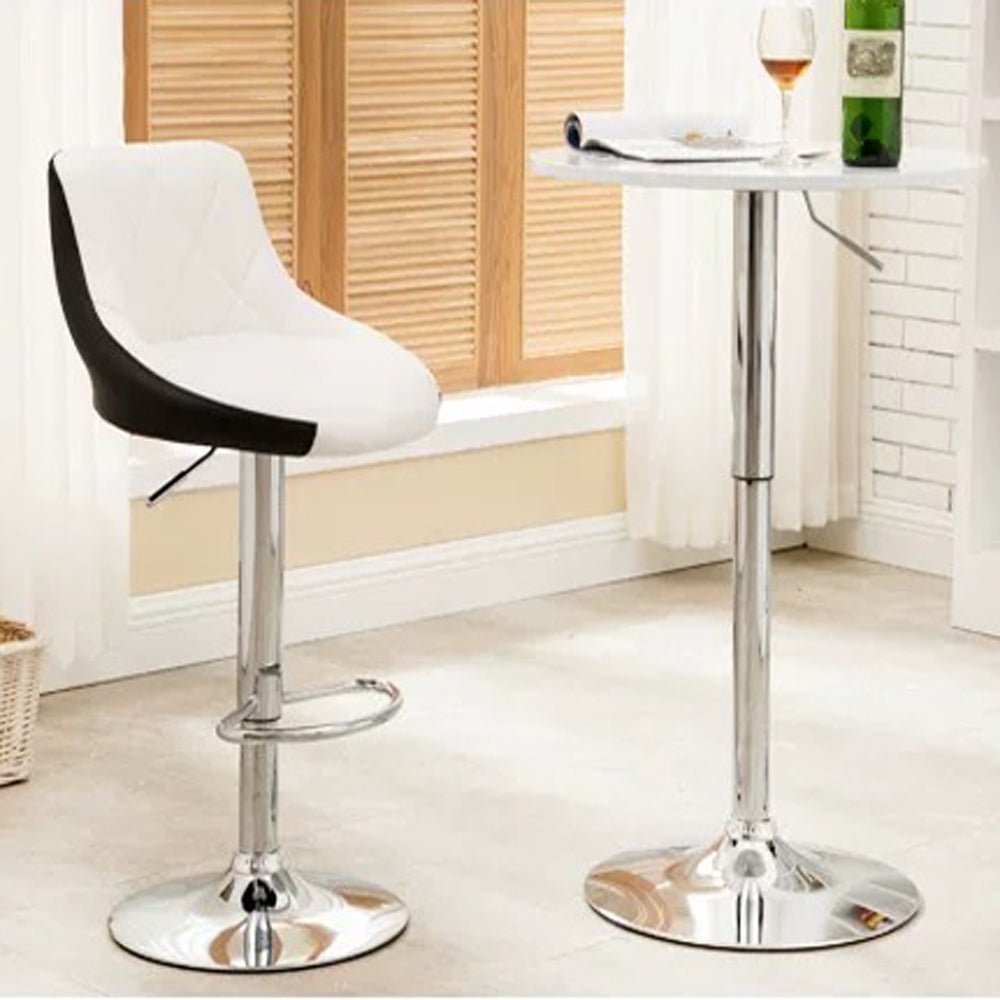 Castano Leather Swivel Bar Stools – White – Set of 2
