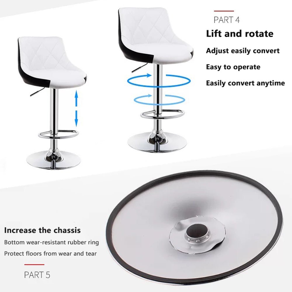 Castano Leather Swivel Bar Stools – White – Set of 2