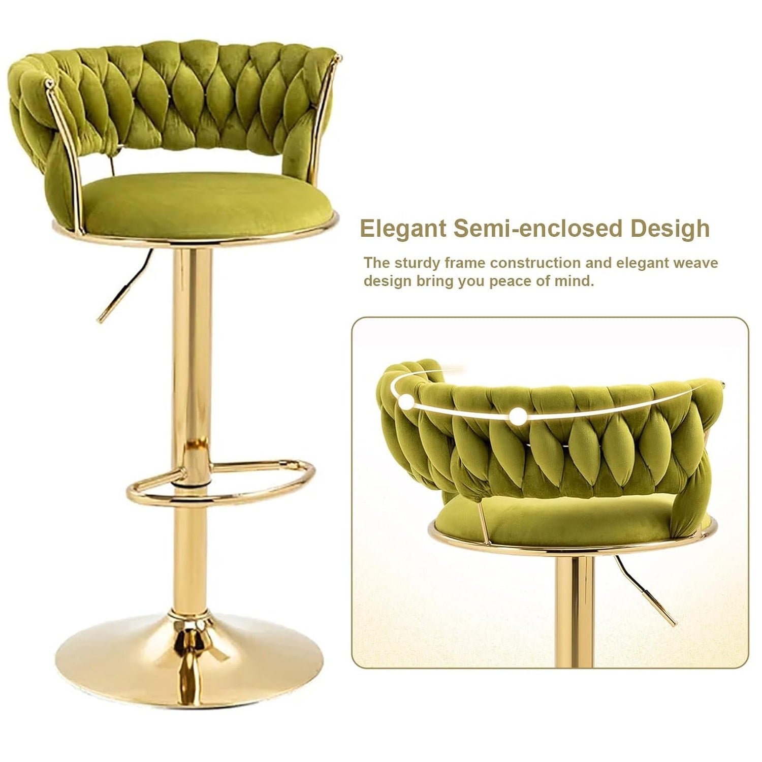 Nova Velvet Bar Stools – Green – Set of 2