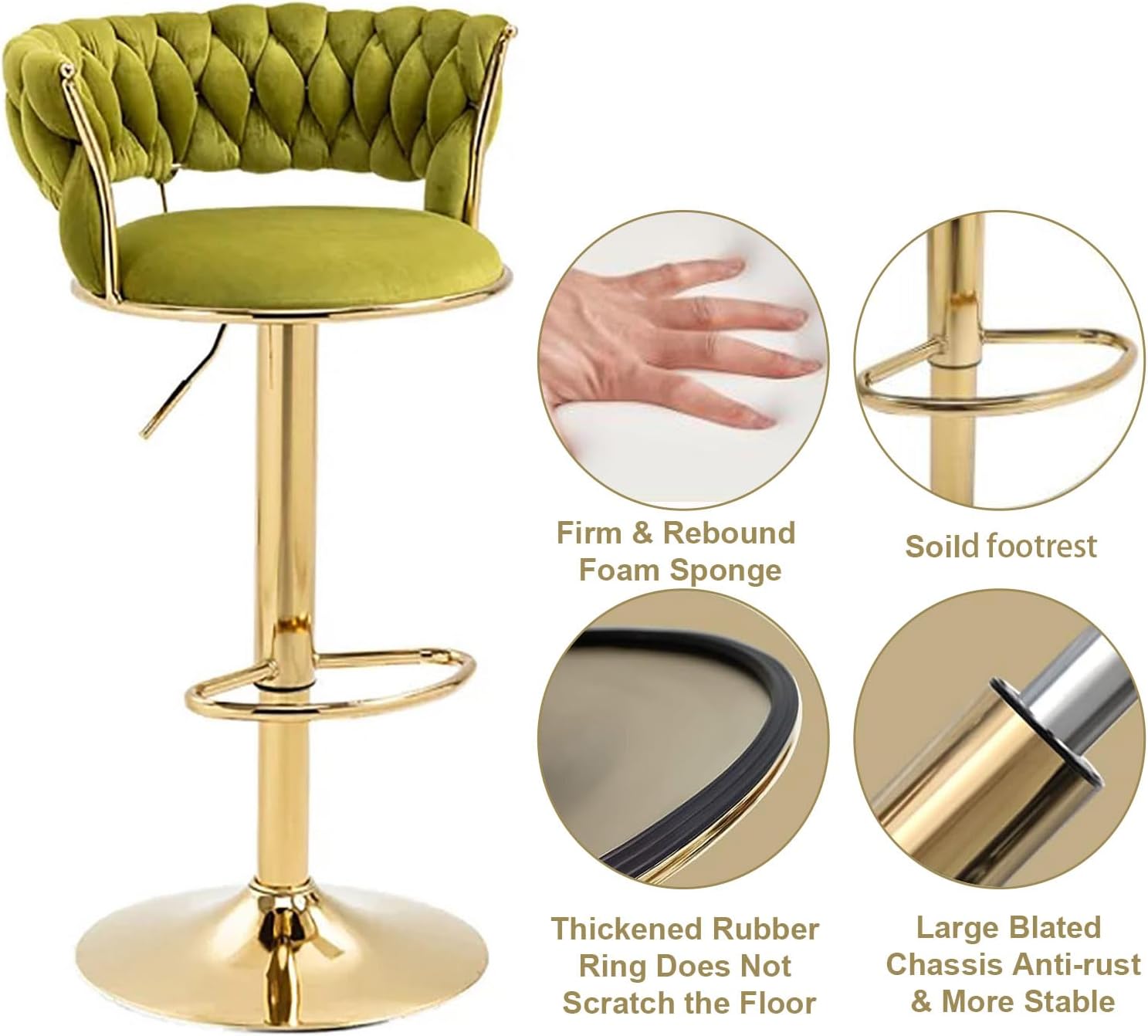 Nova Velvet Bar Stools – Green – Set of 2