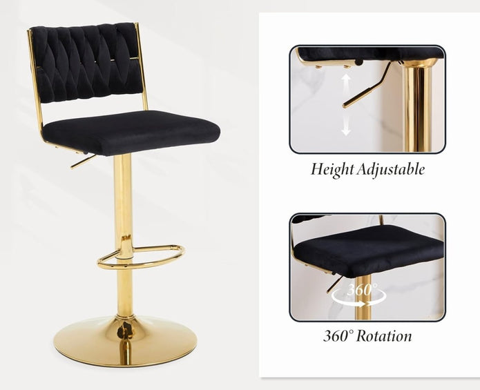 Haven Braided Back Bar Stools – Black – Set of 2