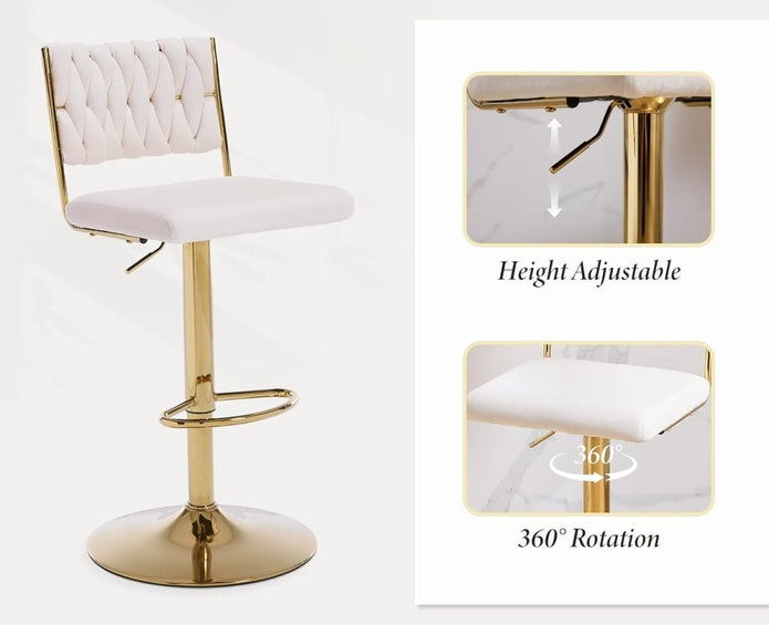 Cove Braided Back Bar Stools – White – Set of 2