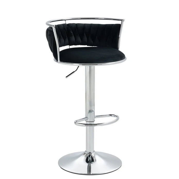 Serenita Velvet Swivel Counter Stool – Black – Set of 2