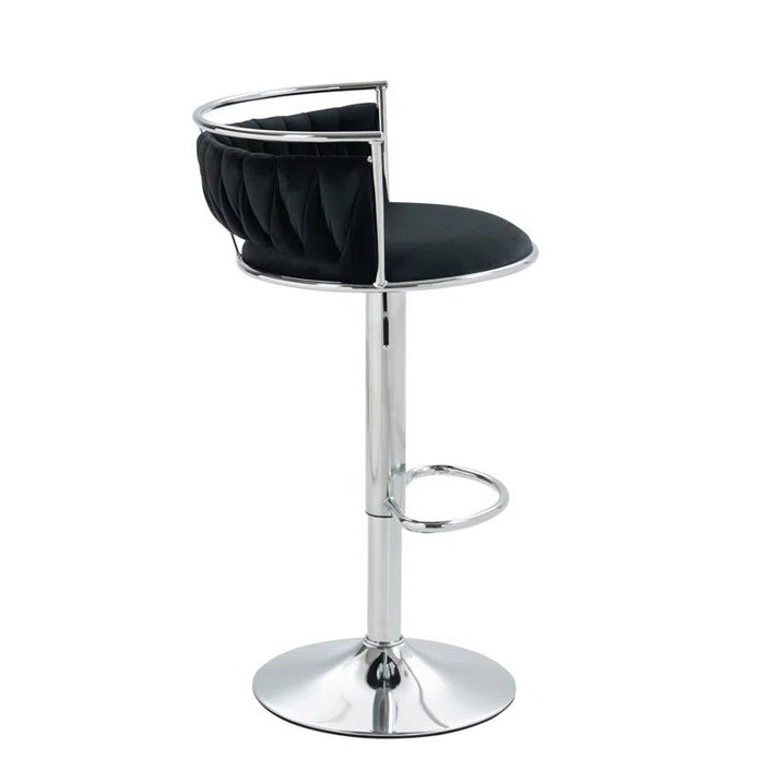 Serenita Velvet Swivel Counter Stool – Black – Set of 2