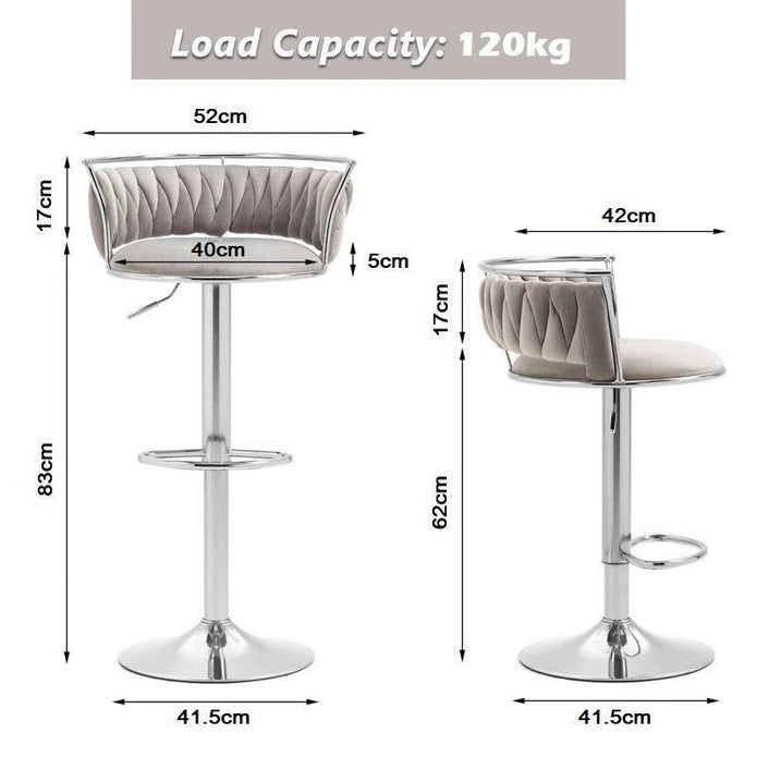 Serenita Velvet Swivel Counter Stool – Grey – Set of 2