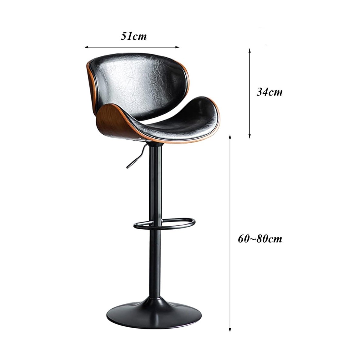 Alderon Swivel Bar Stool – Black – Single