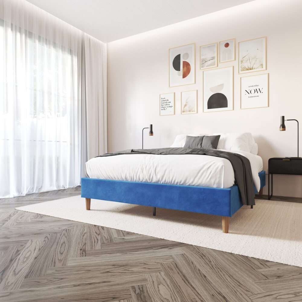 Vienna Velvet Bed Frame – Blue – Double
