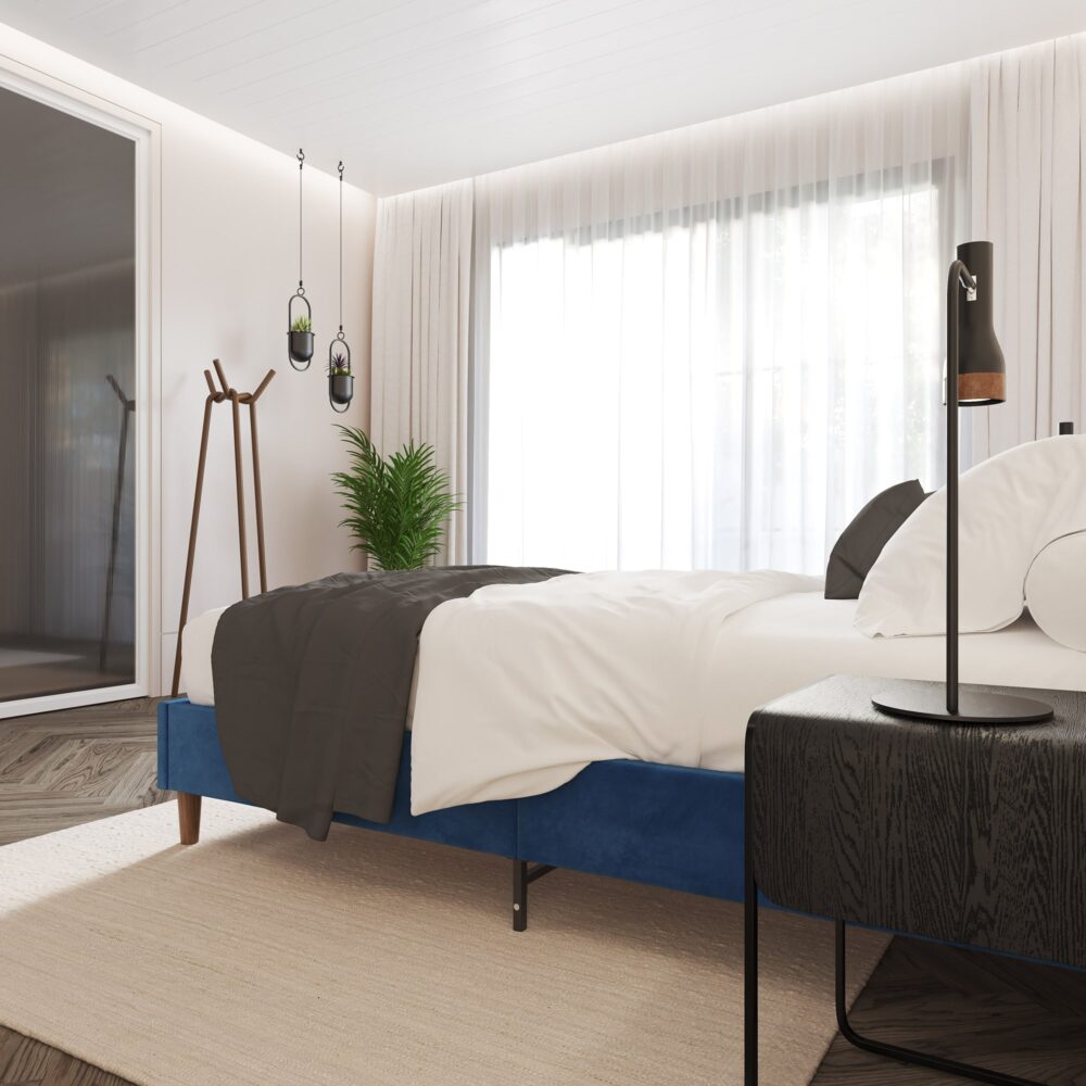 Vienna Velvet Bed Frame – Blue – Single