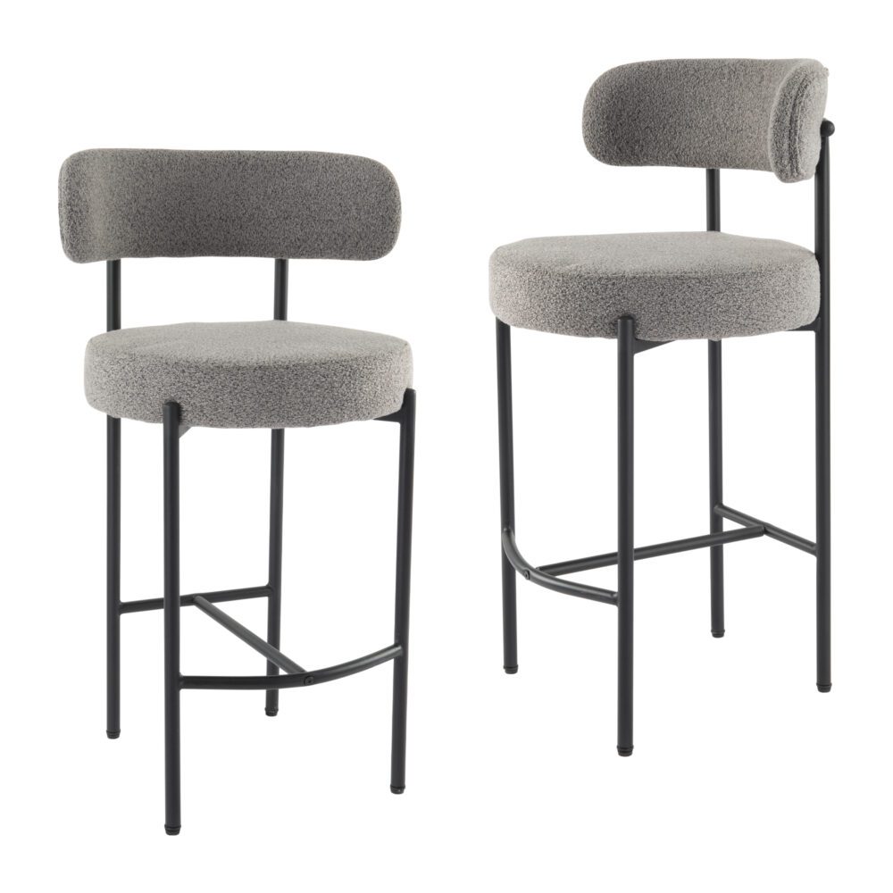 Elsa Low Bar Stools – Grey / Charcoal – Set of 2
