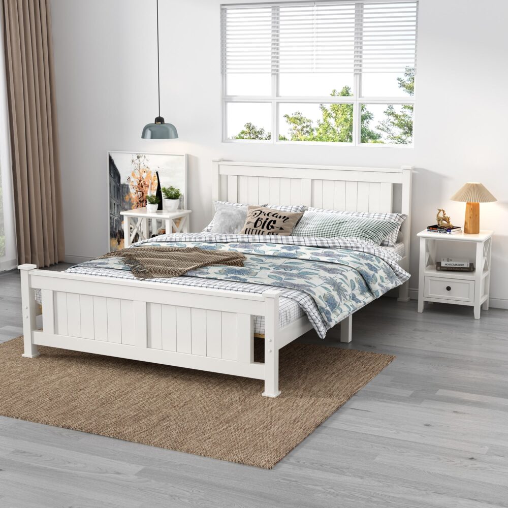 Nara 2-Tier Bedside Tables with Storage Drawer – White – Set of 2