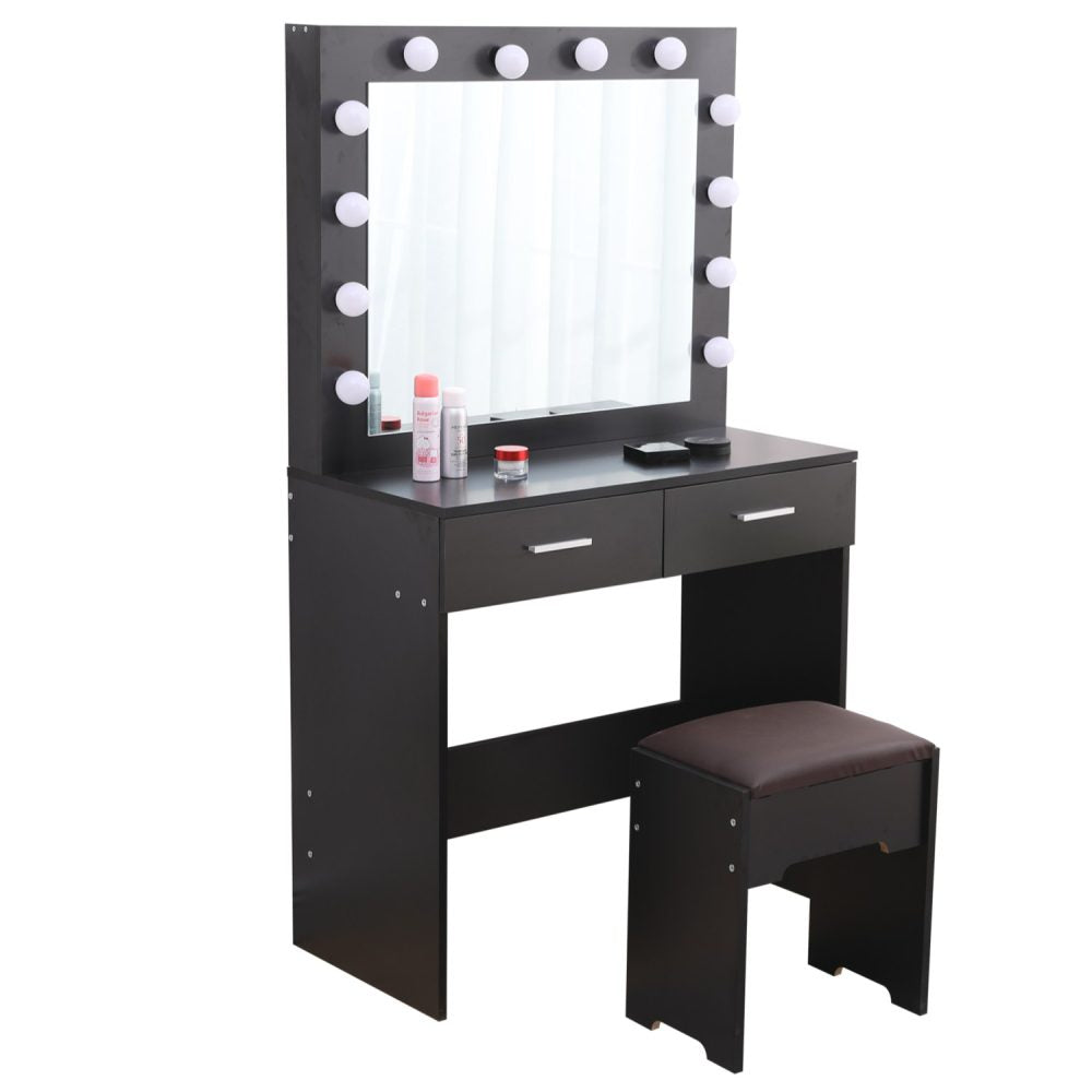 Fidel Vanity Set with Lighted Mirror – Black – Complete Set