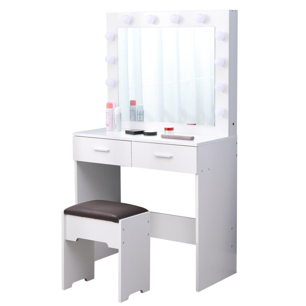 Fidel Vanity Set with Lighted Mirror – White – Complete Set