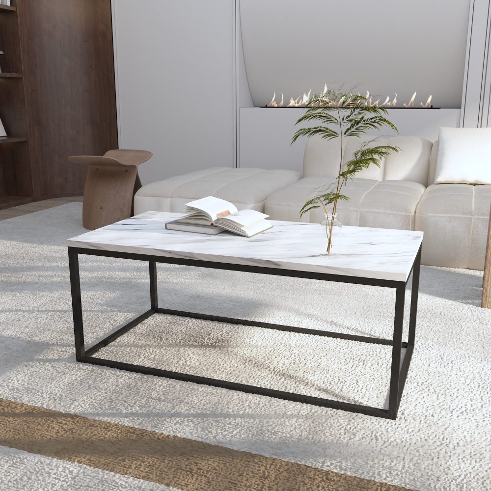 Meridia Coffee Table – White & Black – Rectangular