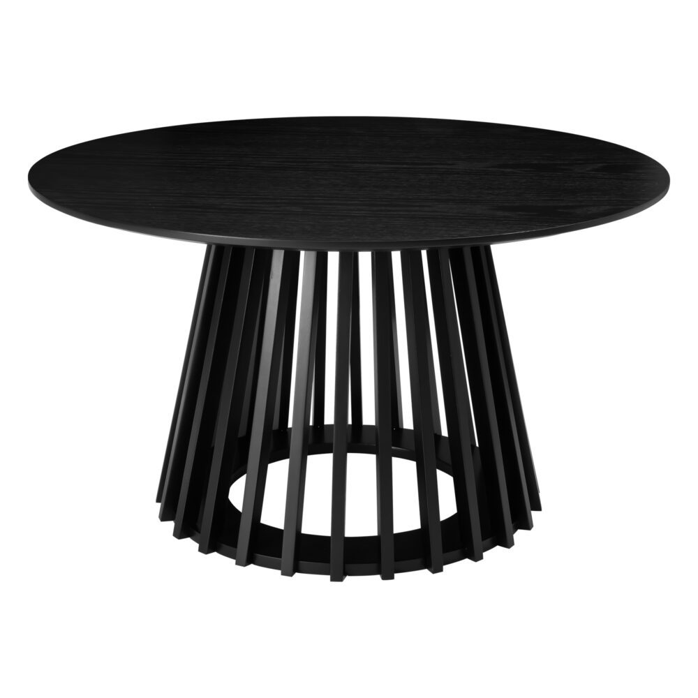 Palmer Slatted Coffee Table – Black & Brown / Wood – 80 cm