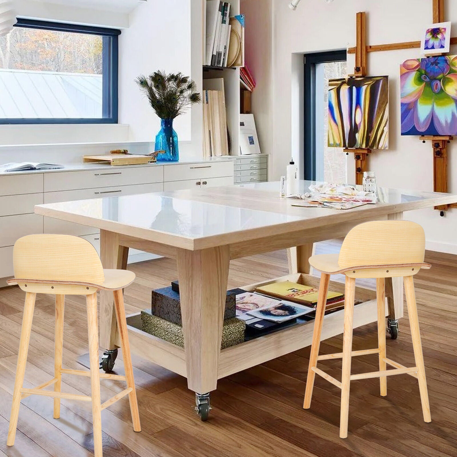 Atlas Elise Ash Wood Bar Stool 65cm – Natural