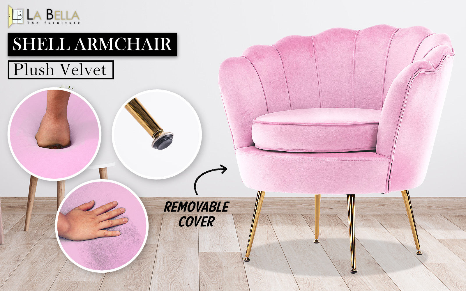 Scallop Shell Accent Chair – Pink – Single