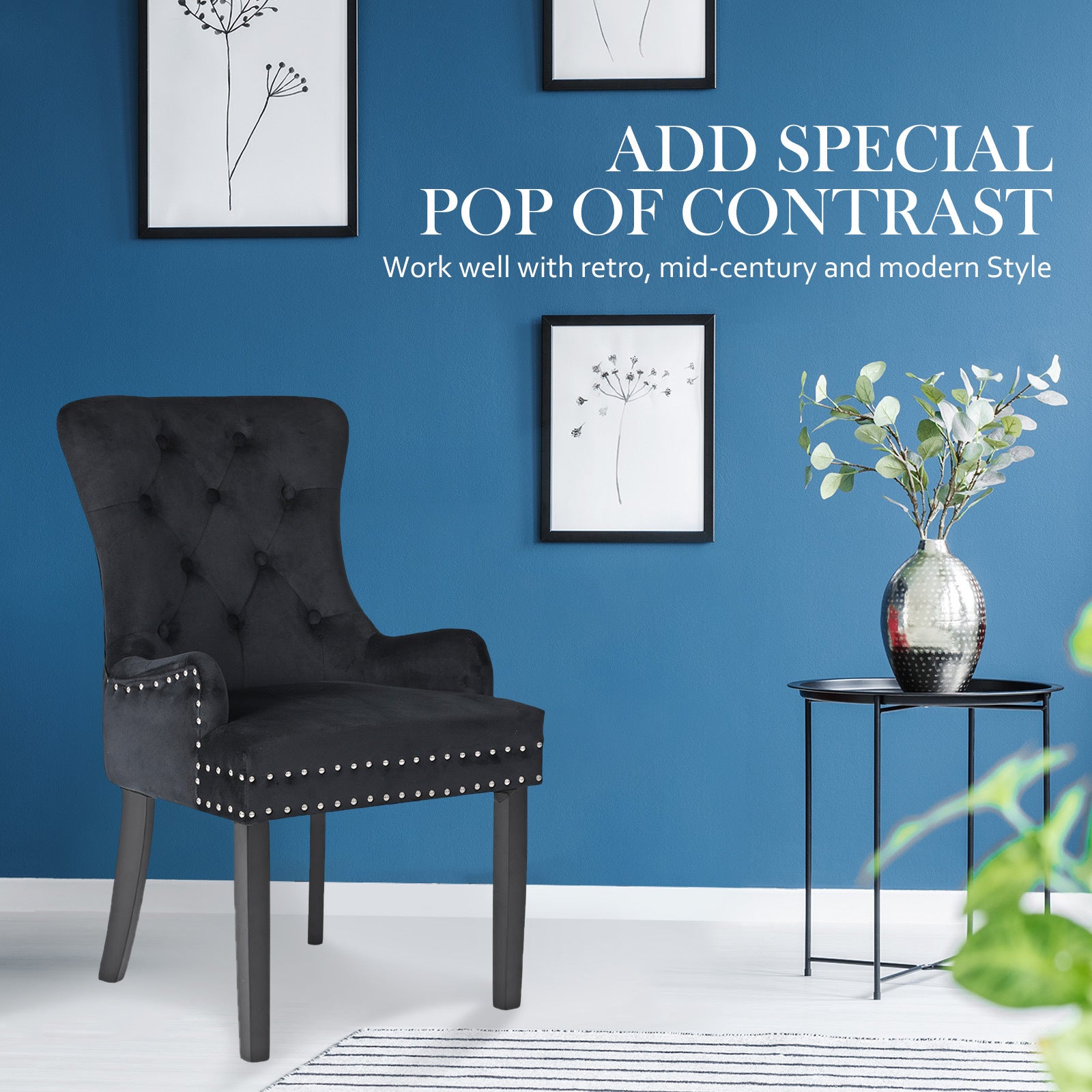 Rowan French Provincial Dining Chairs – Black – Set of 2