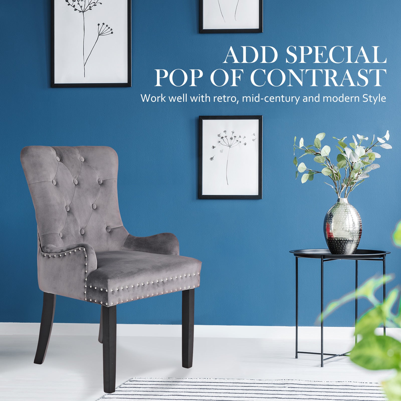 Lisse French Provincial Dining Chairs – Grey – Set of 4
