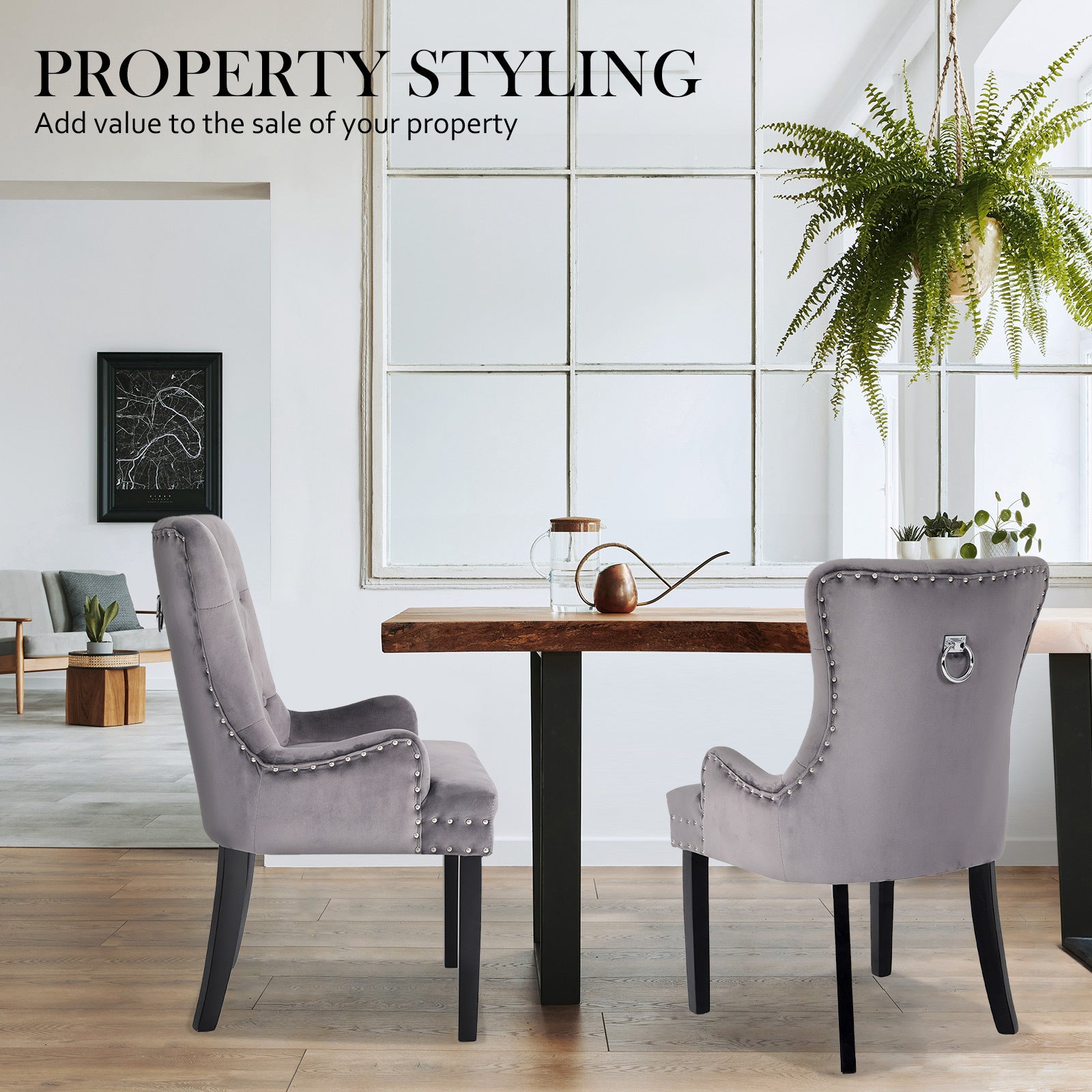 Lisse French Provincial Dining Chairs – Grey – Set of 4