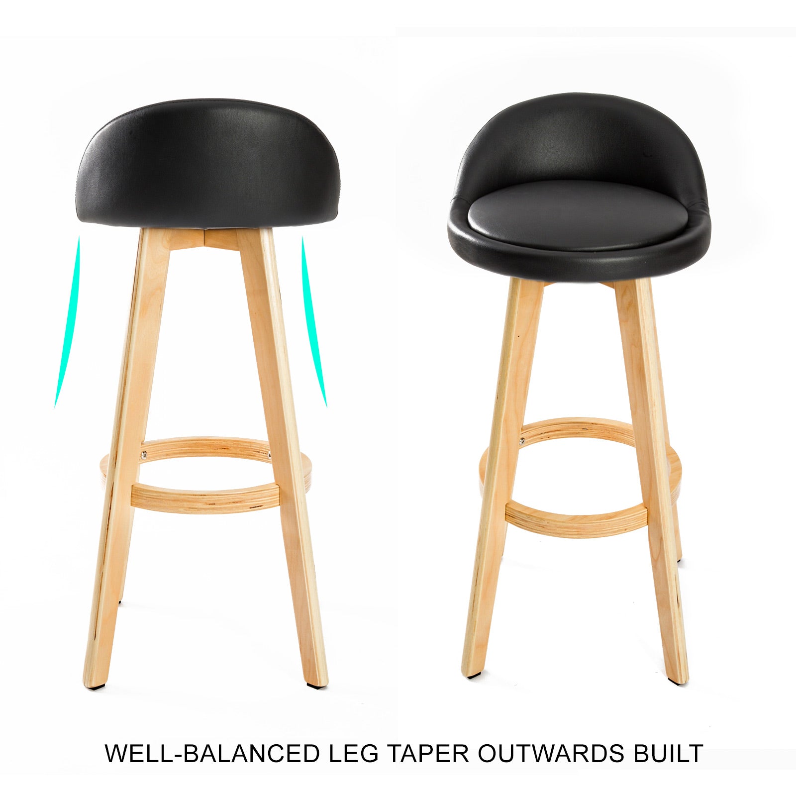 Bella Leather Bar Stools – Beige – Set of 2