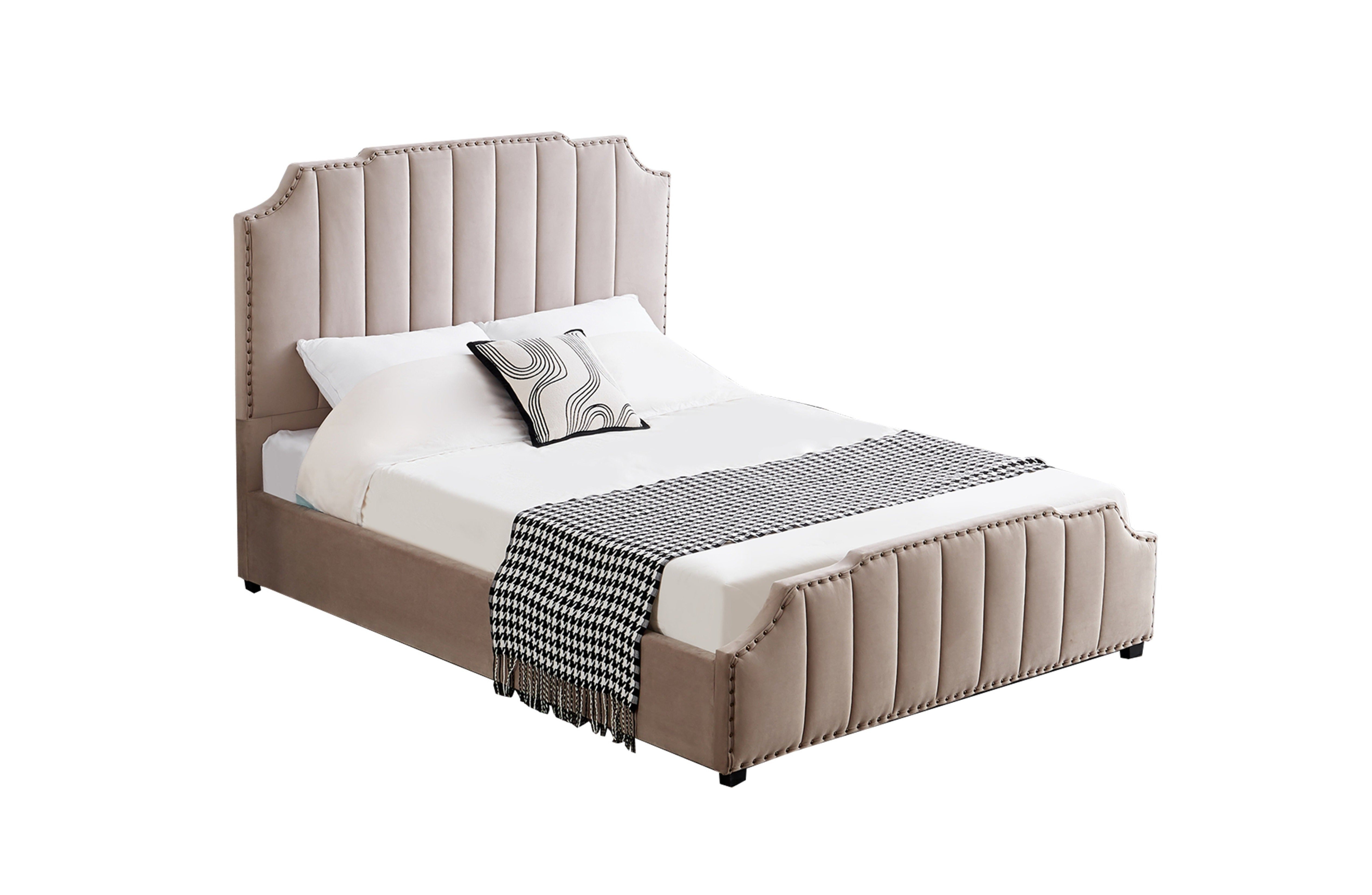 Santosa Champagne Velvet Bed – Queen