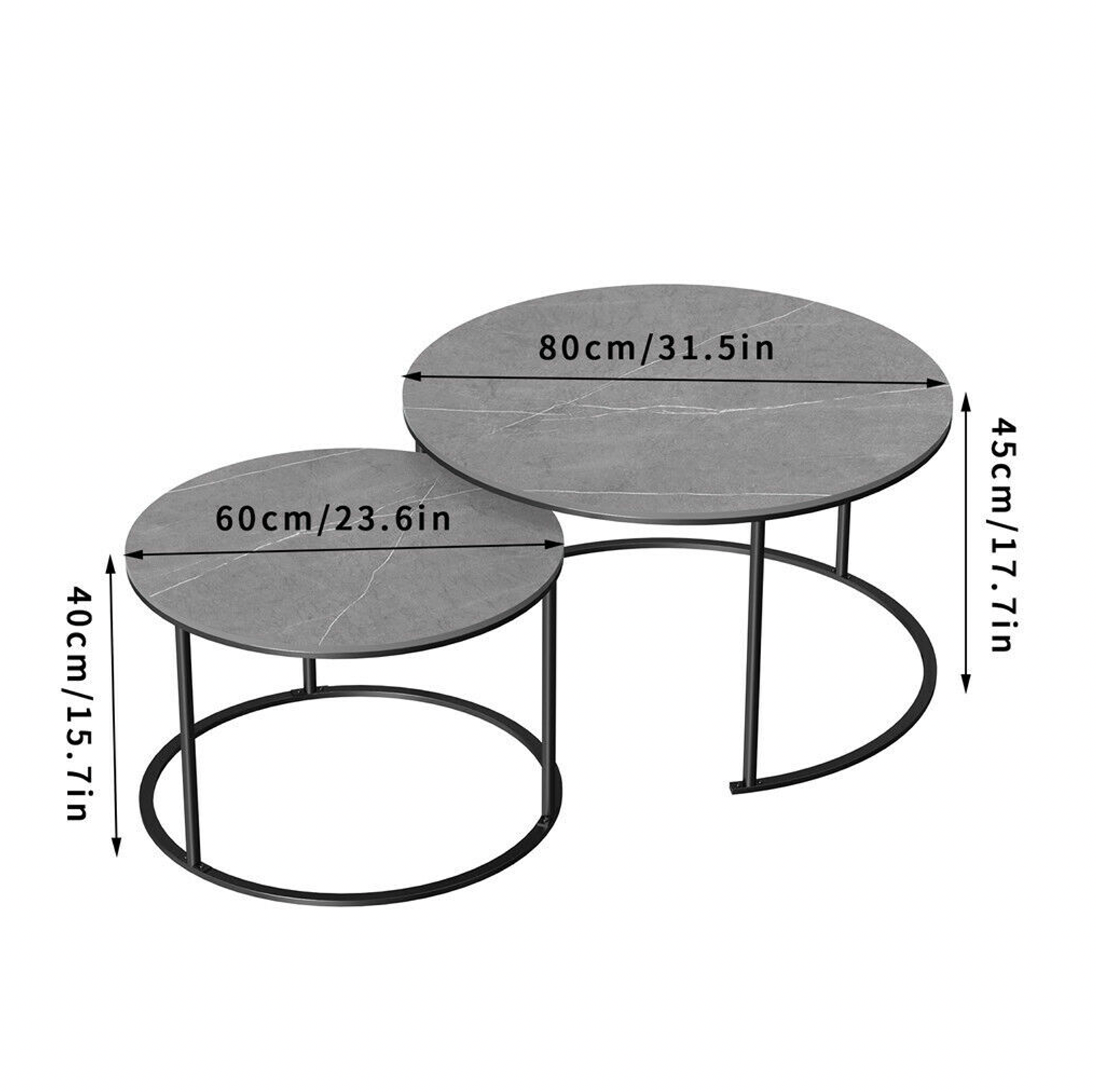 Executive Stone Nested Coffee Table Set – White – 2 Piece