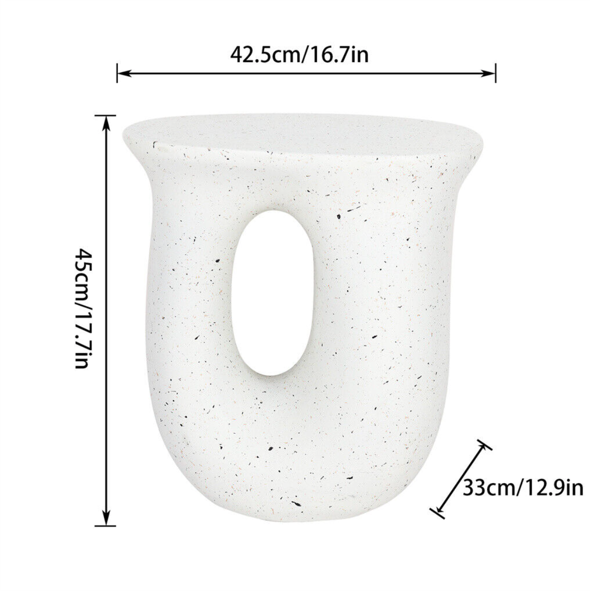 Cosmo Terrazzo Accent Side Table – White – 45 cm