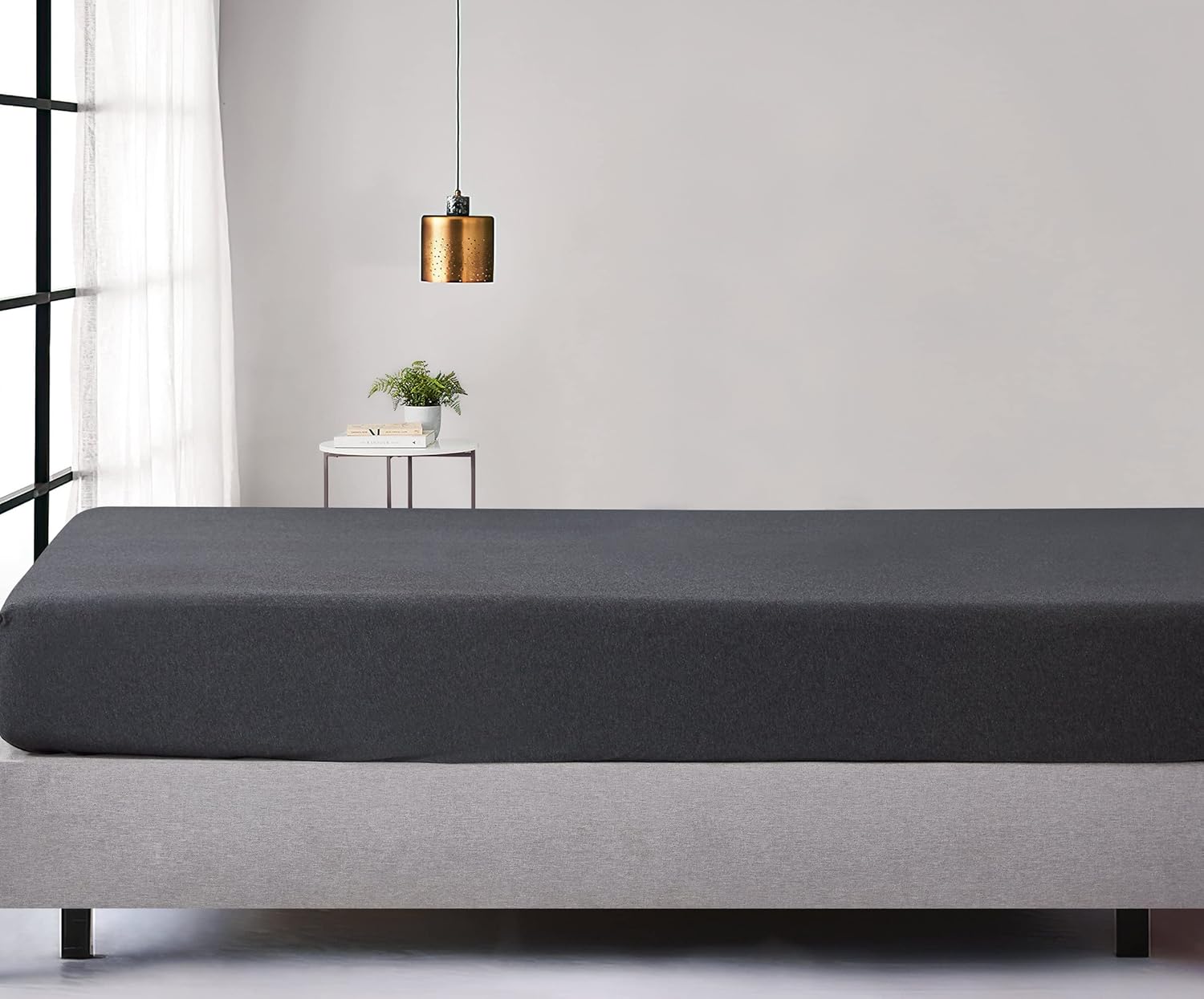 Linden 100% Jersey Cotton Soft Stretchy Breathable Fitted Sheet - Black Marble – Single