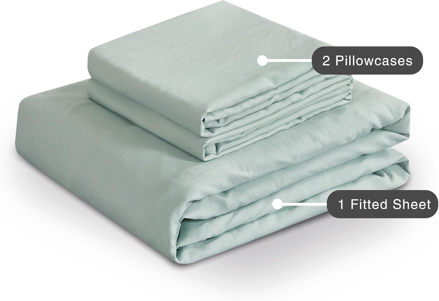 Vintage Washed Microfibre Fitted Sheet Set – Sage – Single