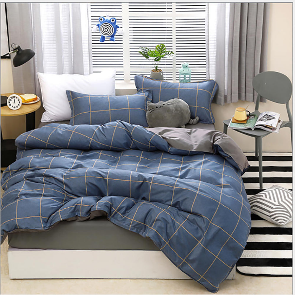 Meridian Plaid Quilt Cover Set – Blue – King
