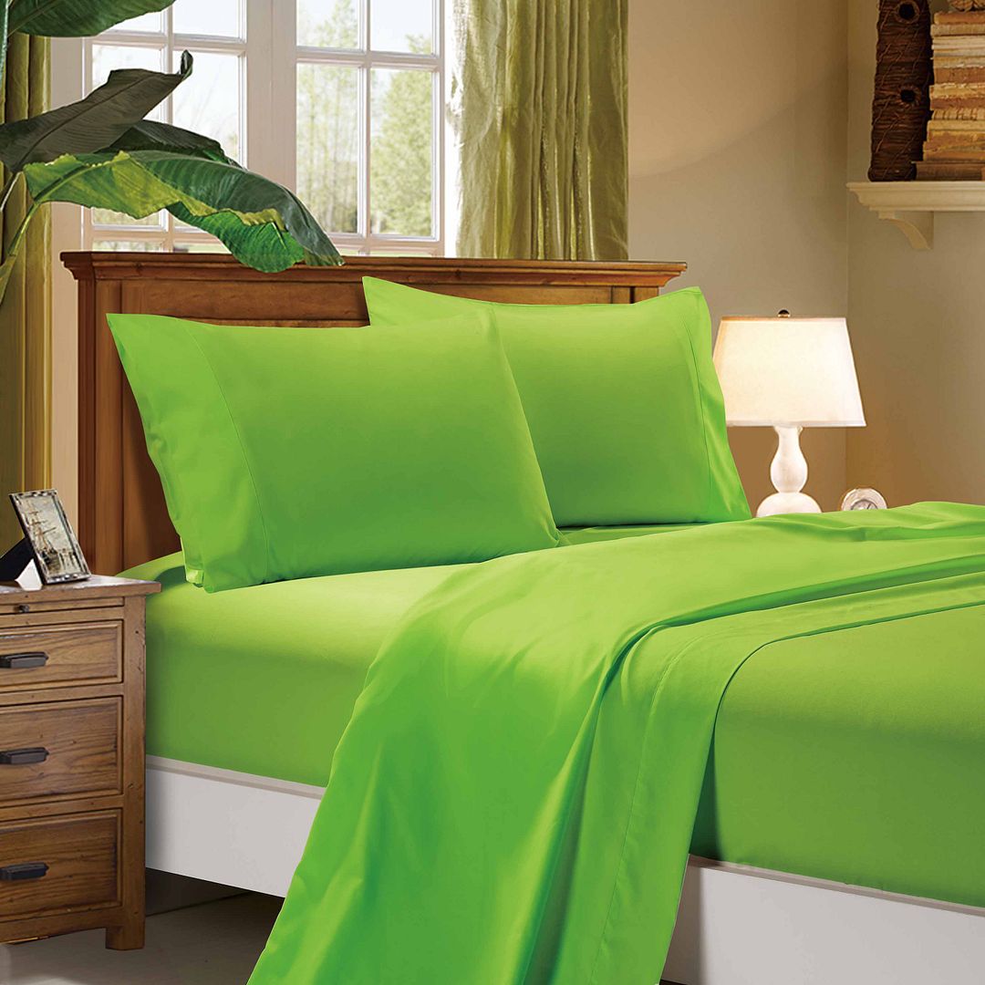 Linden 1000TC Ultra Soft Bed Green Flat & Fitted Sheet Set – Queen