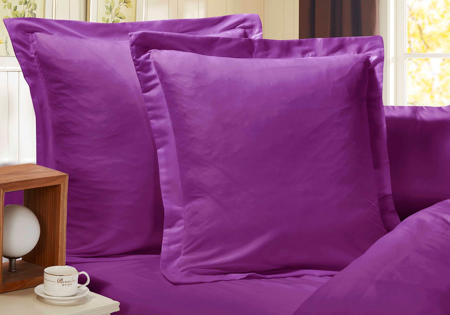 Haven 1000TC Premium Ultra Soft European Pillowcases 2 - Pack Purple