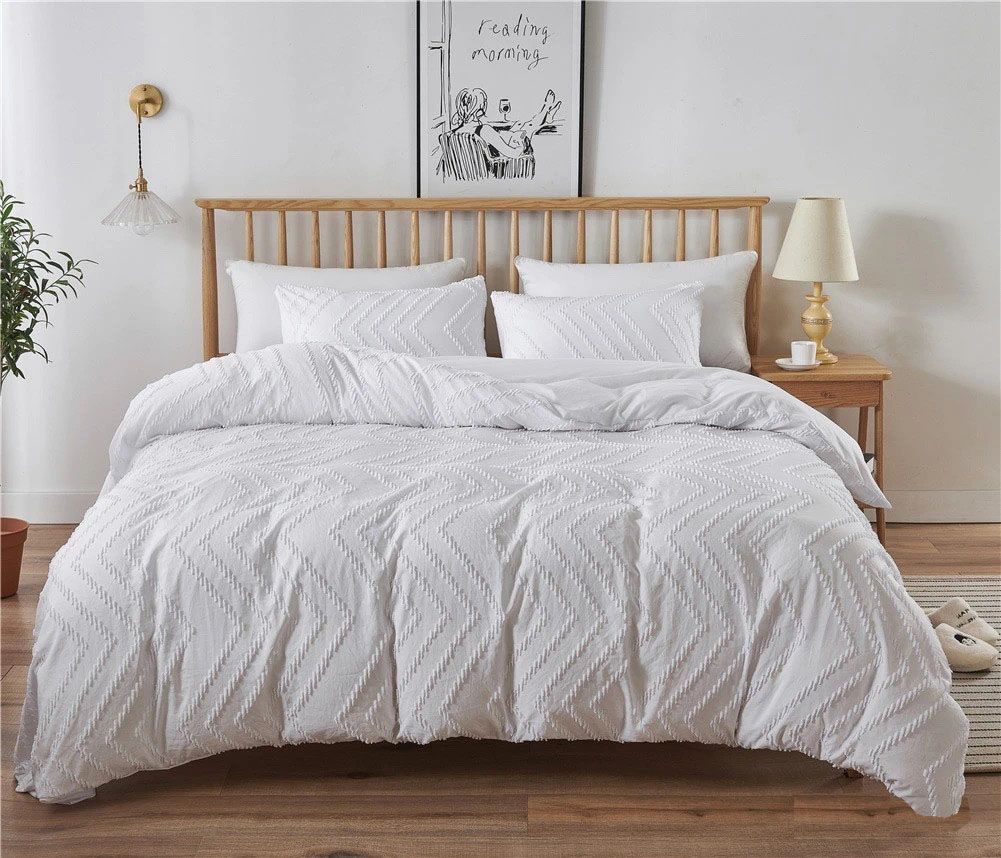 Callan Tufted Wave Quilt Cover Set – White – King