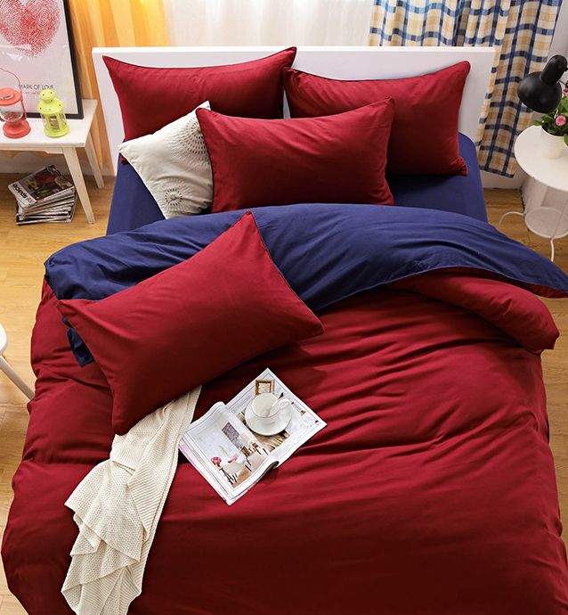 Nova Reversible Quilt Cover Set – Blue & Red – Super King