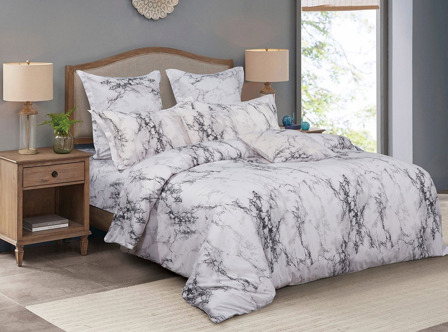 Linden Marble Print Quilt Cover Set – King