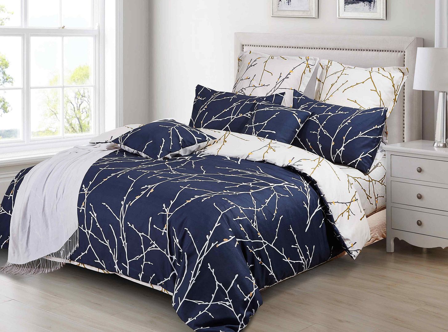 Arbora Reversible Quilt Cover Set – Blue – Super King
