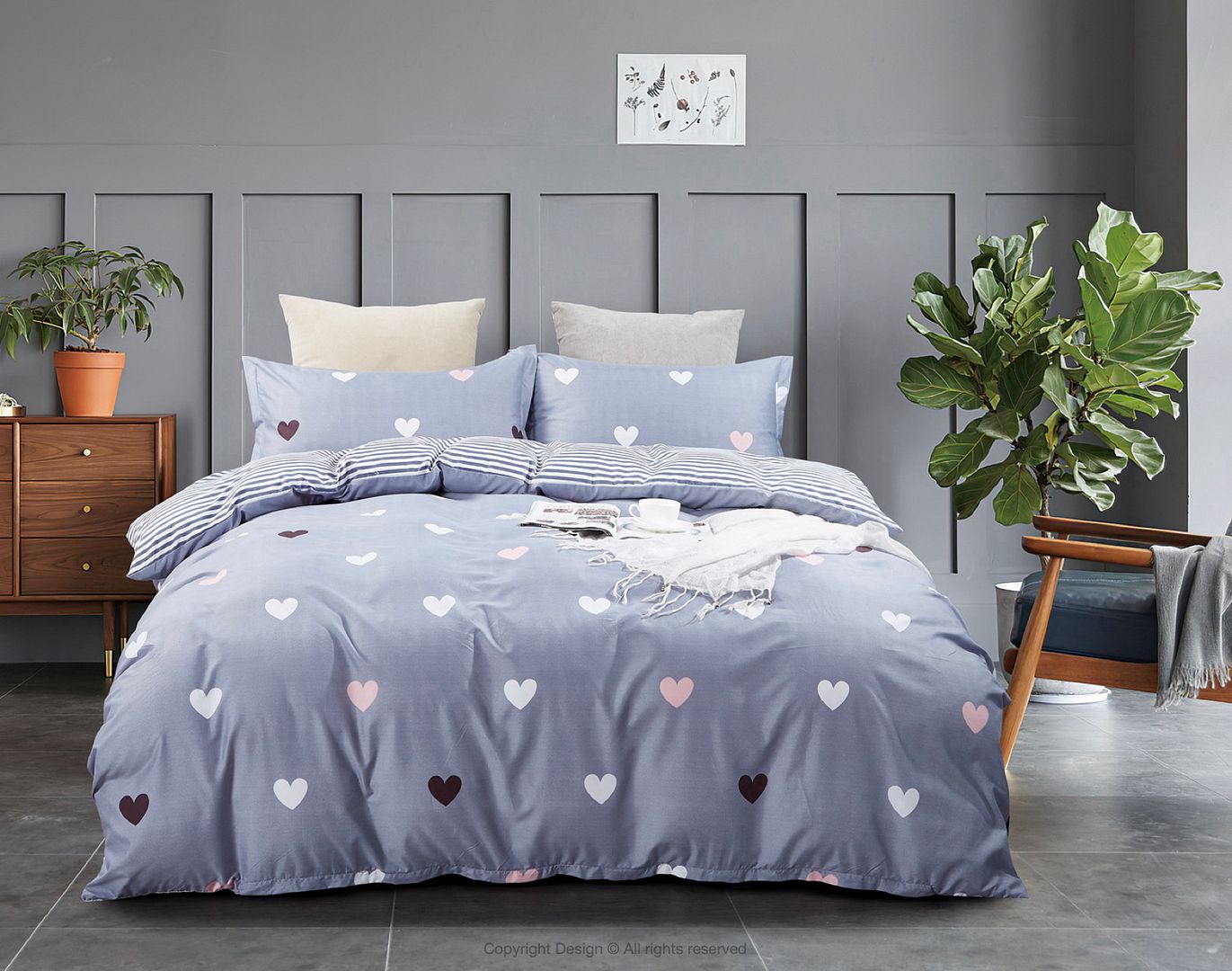 Love Heart Quilt/Duvet Cover Set – Super King