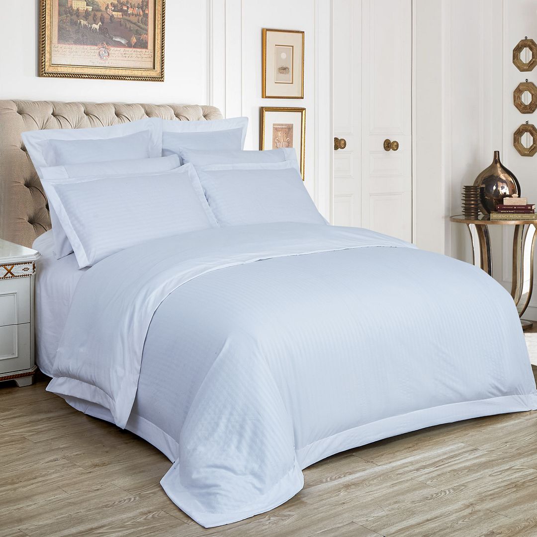 Atlas Ultra Soft Striped Quilt Cover Set – White – King