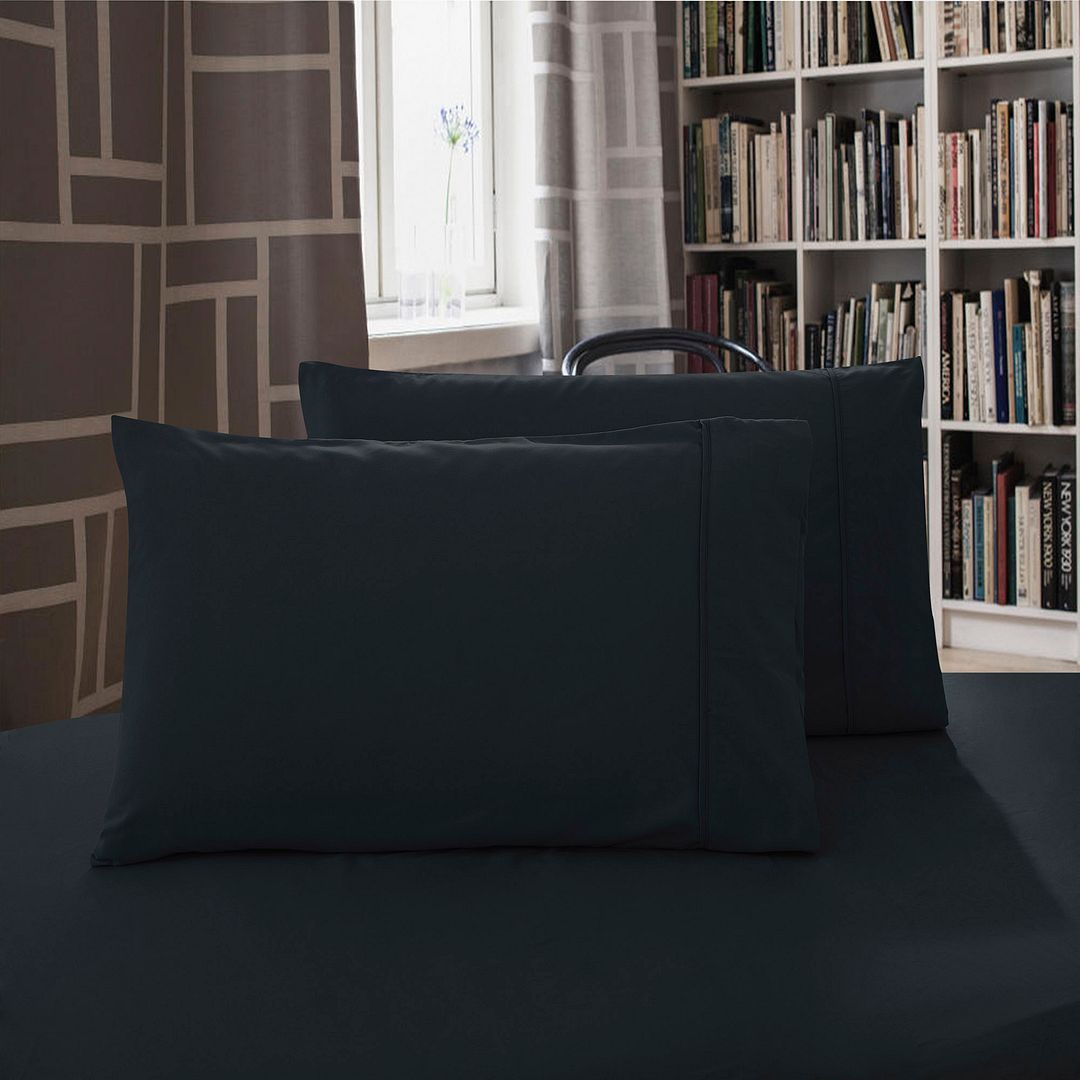 Linden 1000TC Premium Ultra Soft Pillowcases 2 - Pack - Black – Queen